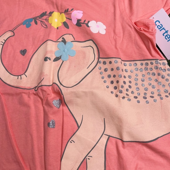 NWt 14 10 7 12 8 6 elephant 3d flowers easter party shirt top birthday carters - Picture 7 of 9